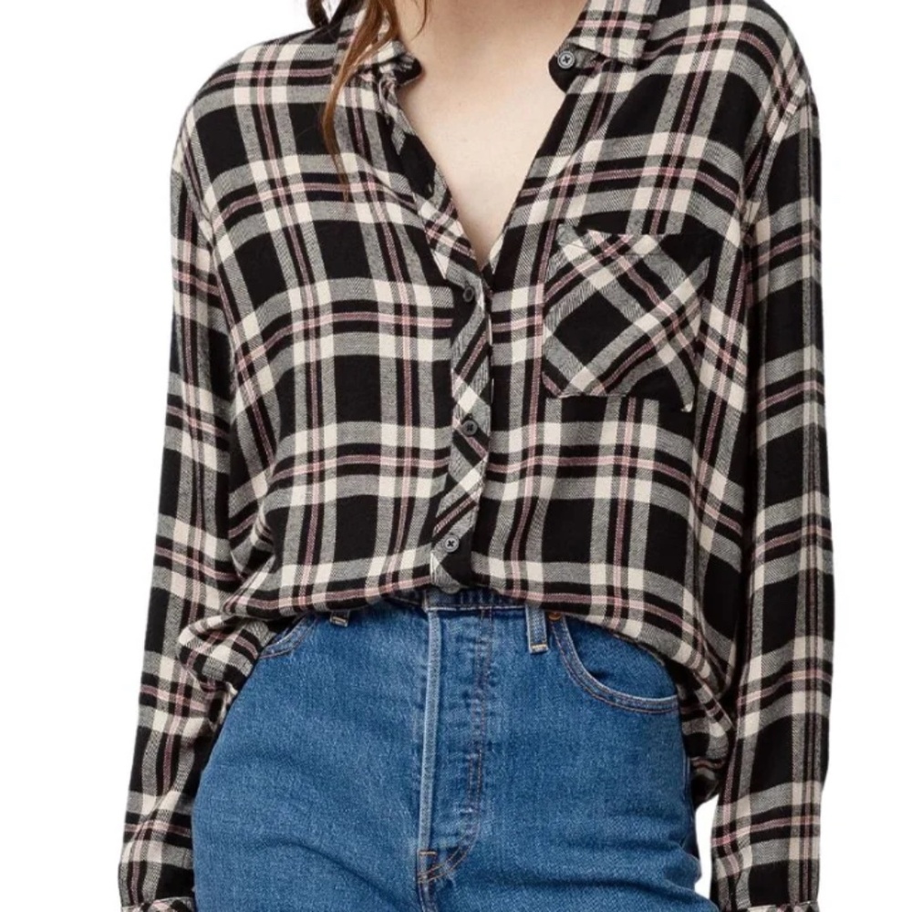 Rails Hunter Midnight Blush Ivory Plaid Shirt Size S